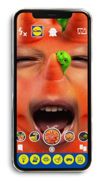 With the Vegesaurs face lens and AR filter we strive for social activation.